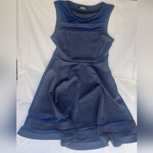 Lulu’s “Final Stretch” Fit and Flare Circle Skater Navy Blue Dress size small